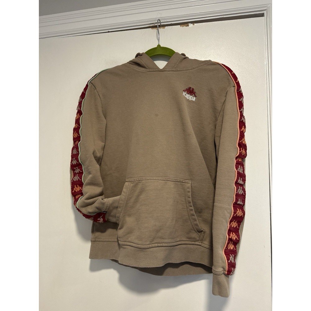 Kappa Streetwear Apet 2 Pullover Hoodie Sz:M Tan Red Banda Fleece